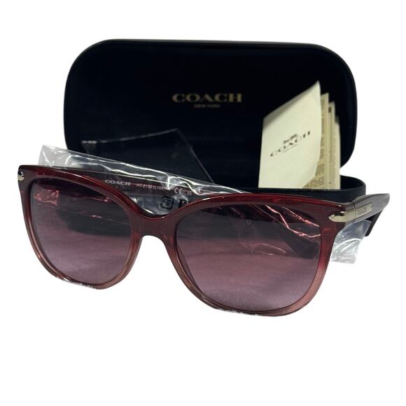Coach HC8132 Cat Eye Women\'s Sunglasses Shimmer Burgundy Pink Gradient 57X17mm main image 7